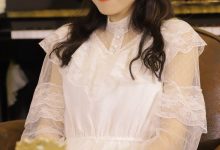 蕾丝裙美女清新文静写真图片-美图岛